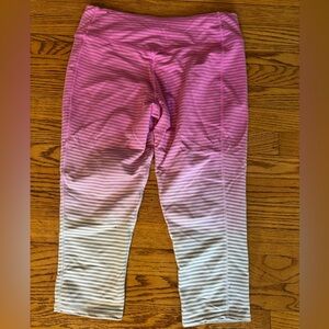 Nike Dri-Fit Pink & Gray Striped Leggings Pants Women's Medium